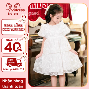 Váy bé gái phối ren hoa tay phồng ngắn,thiết kế đủ size 8-32kg quà tặng sinh nhật OH KIDS OH38